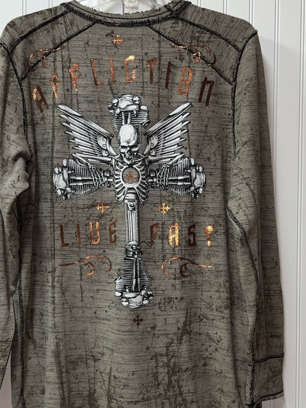 Affliction Reversible Engine Cross Thermal L/S Shirt XXL NWOT